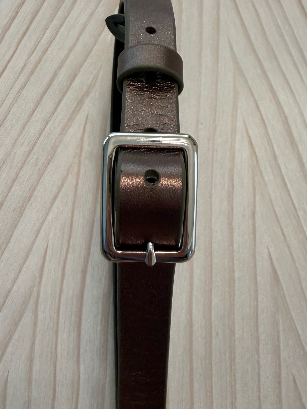 Via Spiga Brown/Bronze Leather Belt with Silver Buckle